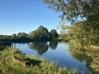 Banc devant l'étang du gîte le Benouchon